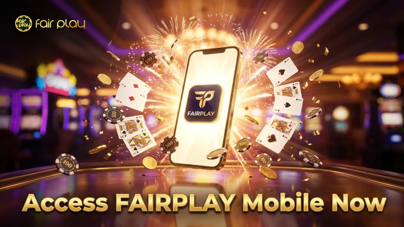 Visual of FAIRPLAY logo with mobile app ready to launch