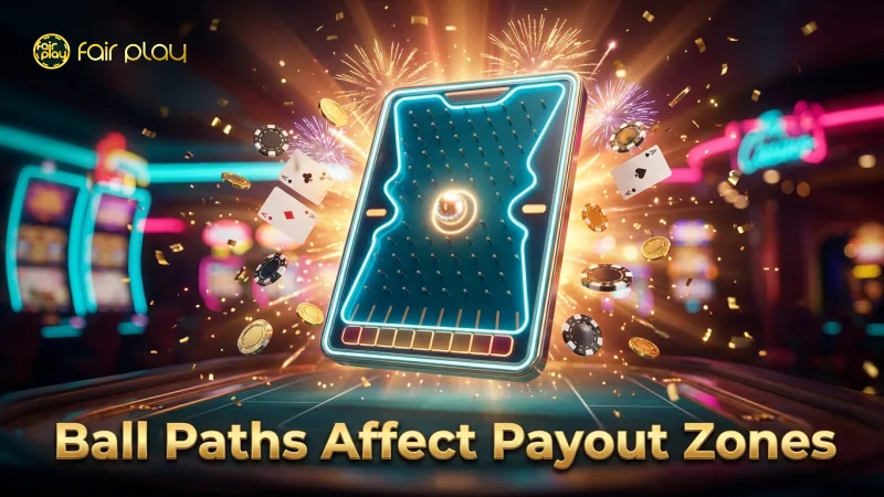 Ball drop paths influence payout zones in Plinko games