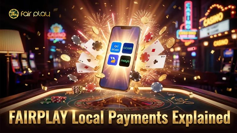 FAIRPLAY platform showing supported local payment options like GCash and Maya