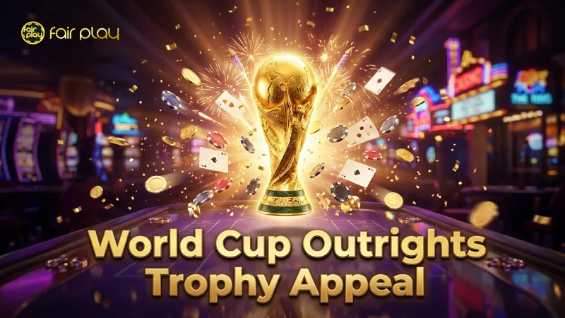 The glowing trophy symbolizes the allure of World Cup Outrights.